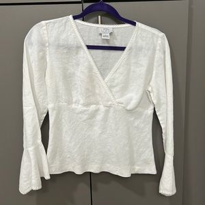 Ann Taylor LOFT White Linen Top 2P Petite